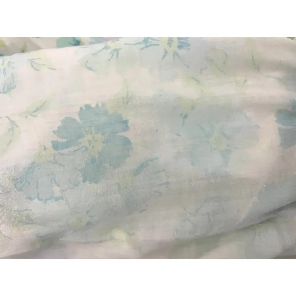 VTG‎ 1970's Flowers Fashion Manor Blue Floral Twin Fitted Sheet MCM Penn-Prest